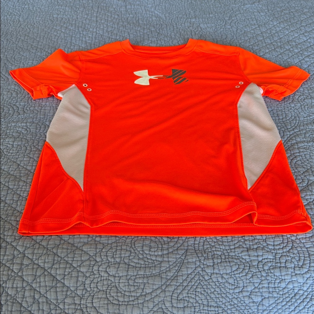 Under Armour Kids' Bright Orange and White Tee